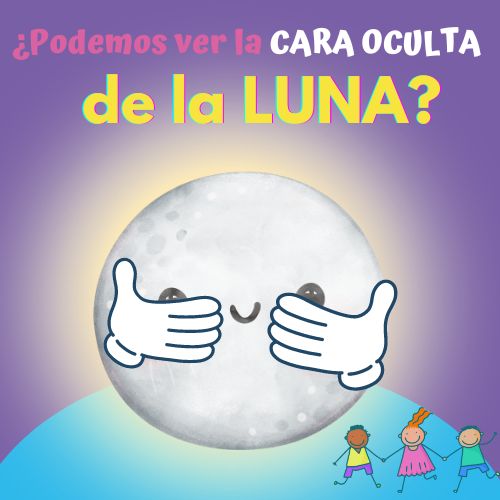 dibujo de la luna tapándose la cara y unos niños cogidos de la mano