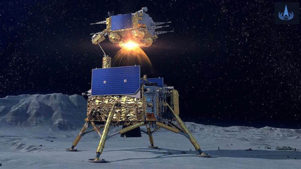 fotografía de la nave espacial en la superficie de la Luna